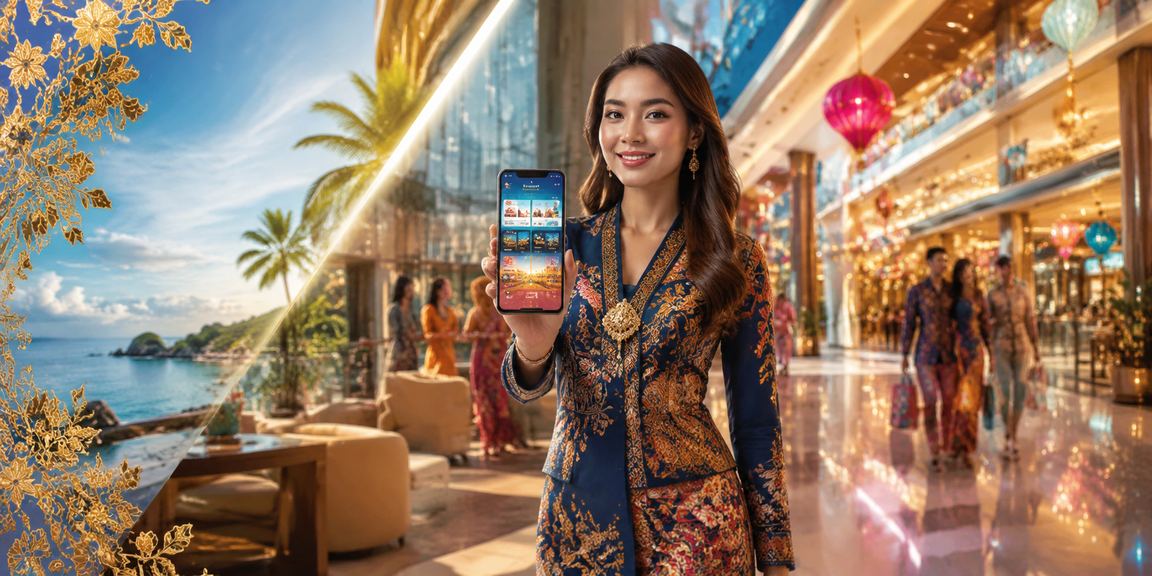 Pengguna Genting Highlands mengakses aplikasi kasino dan sukan fz150 dengan corak batik